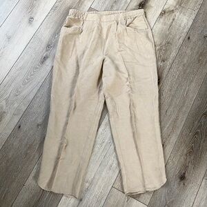 Soft Surroundings Linen Blend Cropped Pants Tan